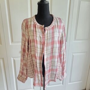 Lucky Brand Red and White Plaid Shirt
